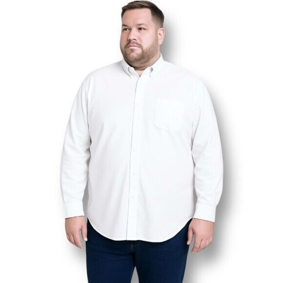 Nautica XXL White Cotton Button Down Shirt Long Sleeve Minimalist Academia Work - Picture 1 of 8